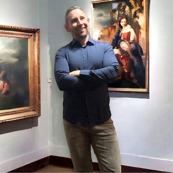 New Nautica Men’s Blue Performance Slim Fit Long Sleeve Button Up Shirt - Medium - Picture 2 of 7